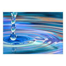 Clear Blue Water Drops Flowing Custom Invitation