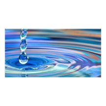 Clear Blue Water Drops Flowing Customized Photo Card