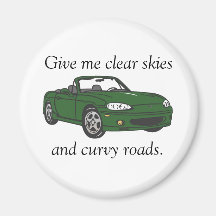Clear Skies & Curvy Roads- Green Refrigerator Magnet