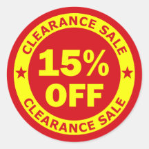 Clearance Sale 15 Percent Off Sticker