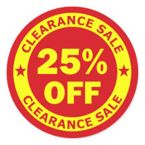 Clearance Sale 25 Percent Off Stickers