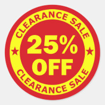 Clearance Sale 25 Percent Off Stickers