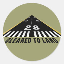 Cleared To Land Runway Round Sticker