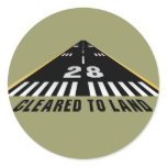 Cleared To Land Runway Round Sticker