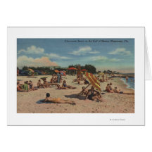 Clearwater, FL - Sunbathers on Clearwater Beach Greeting Card