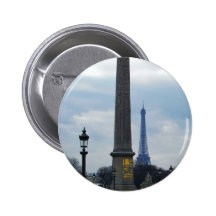 Cleopatra's Needle and Eiffel Tower Pinback Button
