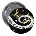 Clés de piano et notes d'or de musique pin's avec agrafe