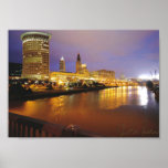 Cleveland Skyline at Night Poster