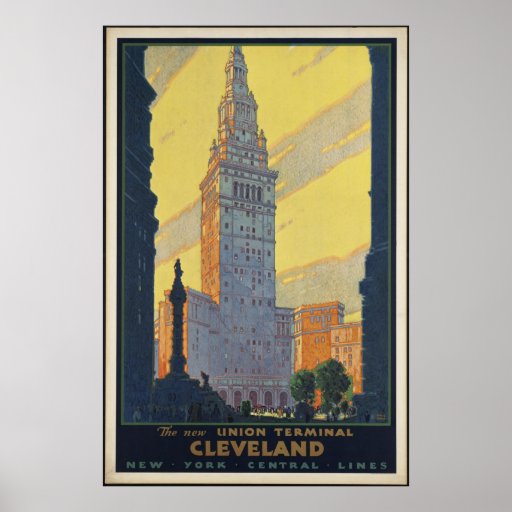 Cleveland Vintage Travel Poster Ad Retro Prints