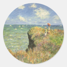 Cliff Walk Pourville, Monet, Vintage Impressionism Stickers