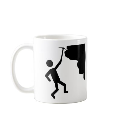 cliffhanger freeclimber climber climbing icon coffee mugs by Tomaniac