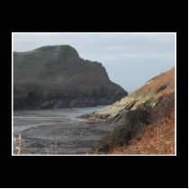 Cliffs at Watermouth, Devon, UK. On Black. Cut Outs