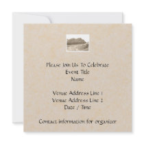 Cliffs in sepia colour. On beige background. Personalized Invites