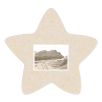 Cliffs in sepia colour. On beige background. Star Sticker
