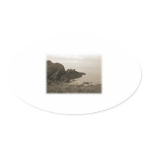 Cliffs in sepia colour. On White Background. Sticker