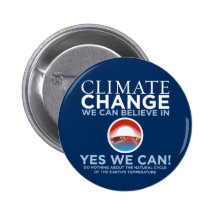 Climate Change - Yes We Can Obama Parody Button