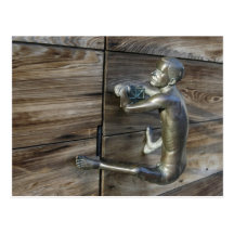 Climbing Man Door Knob Postcards