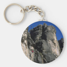 Climbing the vertical, Utah rock formation Keychain