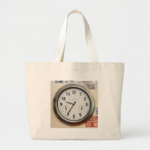 Clock and Currency Canvas Bag