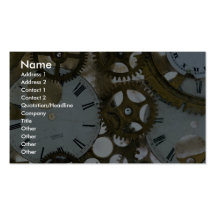 Clock cogs in ice business card