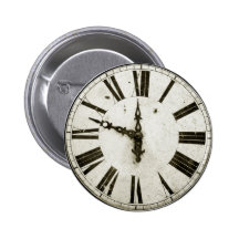 Clock Face Pinback Button