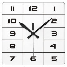 Clock Face Squares & Numbers - black