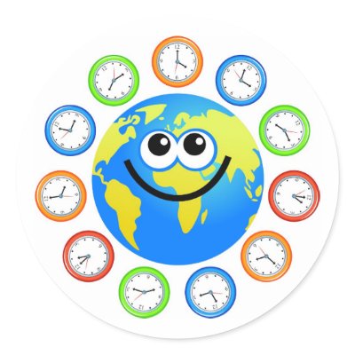 Clock Globe Round Stickers by prawny