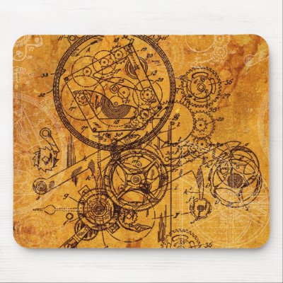 Clockwork Collage Mousepad by opheliasart