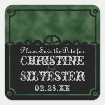 Clockwork Silhouette, save the date stickers