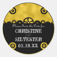 Clockwork Silhouette, save the date stickers