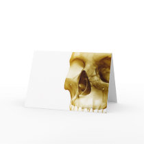 Close up frontal view of the brain inside a skull greeting card