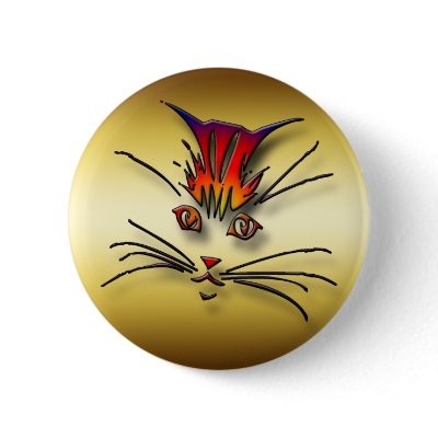 CLOSE-UP KITTY CAT FACE BUTTON by dgpaulart