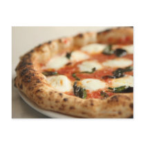 Close-up of a whole pizza pie post cards