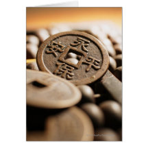 Close up of Chinese coin Cards