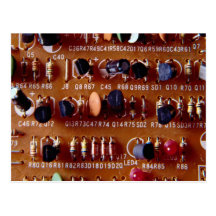 Close up of circuit board post card