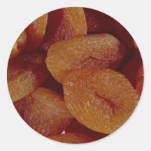 Close-up of dried apricots texture round sticker
