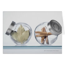 Close-up of herbs in two jars cards