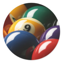 Close Up of Pool Balls Round Sticker