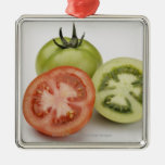 Close-up of three tomatoes ornaments
