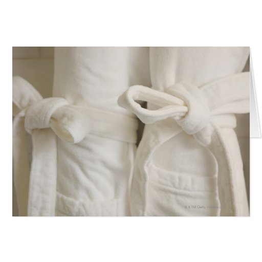 Close up of towels in spa greeting cards