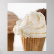 Close up of various ice cream cones posters