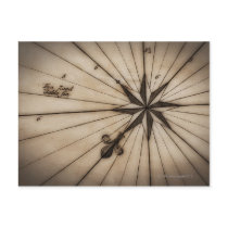 Close up of wind rose on antique map post cards