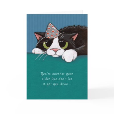 Closer to Purrfection Cat Birthday Card by LisaMarieArt