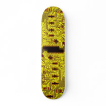 Closer view of circuit board pathways skateboard
