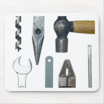Closeup of work tools mousepads