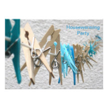 Clothes Pegs on a Washing Line Housewarming Party Custom Invitation