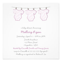 Clothesline Baby Shower Invitations