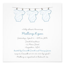 Clothesline Baby Shower Invitations