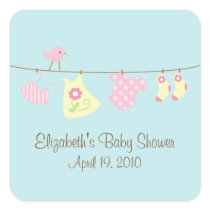 Clotheslines Baby Girl Baby Shower Sticker