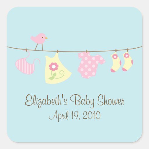 Clotheslines Baby Girl Baby Shower Sticker